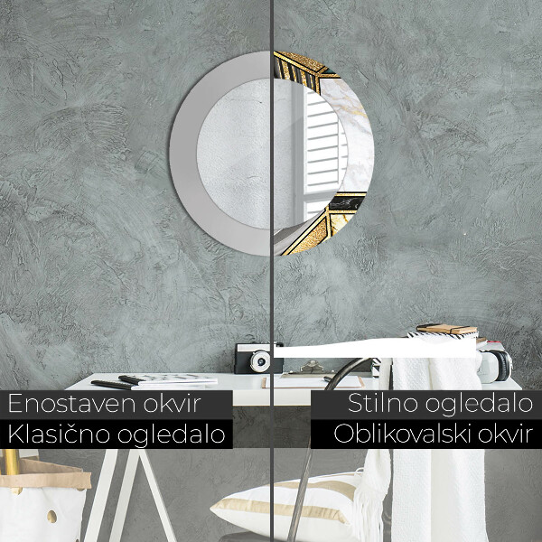 Runder spiegel bedrucktem rahmen Agat Marmor und Gold