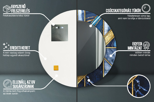 Runder spiegel bedrucktem rahmen Moderner Marmor