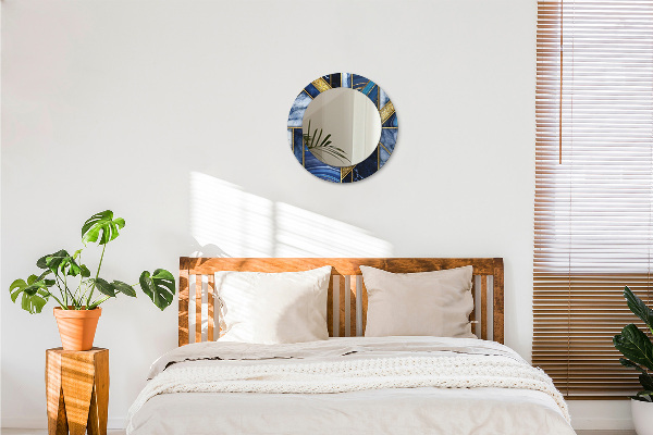 Runder spiegel bedrucktem rahmen Moderner Marmor