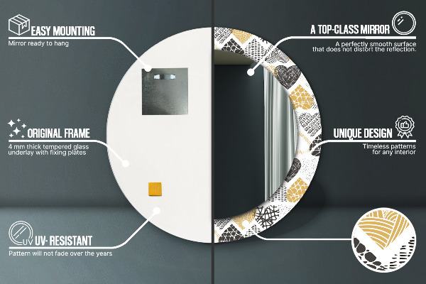 Runder spiegel mit dekorativem aufdruck Die Herzen von Doodle