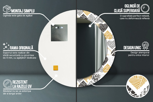 Runder spiegel mit dekorativem aufdruck Die Herzen von Doodle