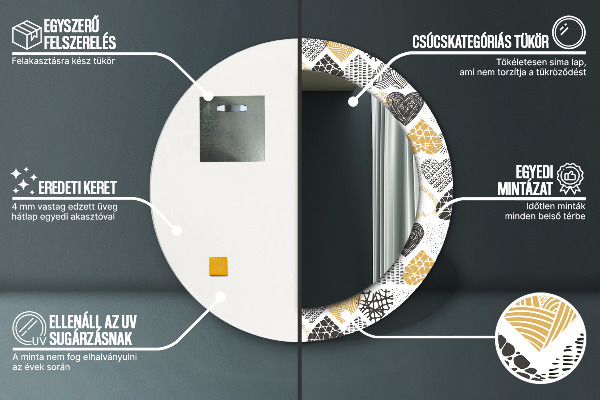 Runder spiegel mit dekorativem aufdruck Die Herzen von Doodle