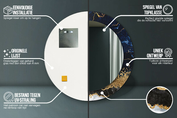 Runder spiegel mit dekorativem aufdruck Blauer Marmor