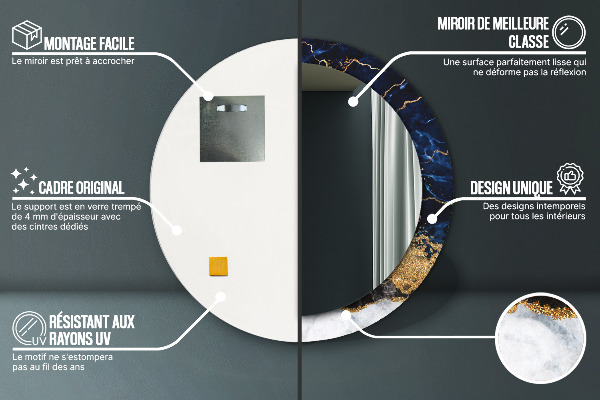 Runder spiegel mit dekorativem aufdruck Blauer Marmor