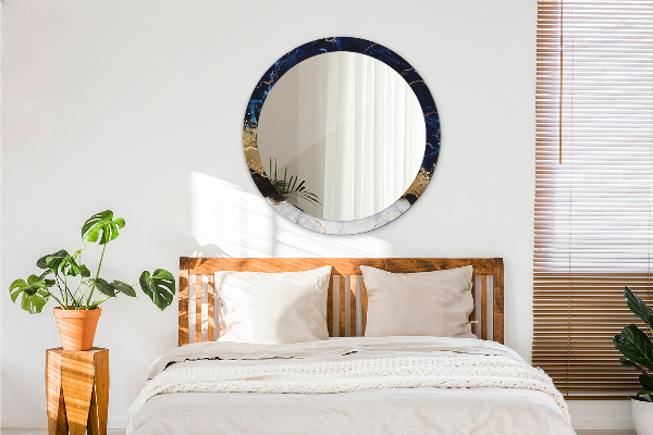 Runder spiegel mit dekorativem aufdruck Blauer Marmor