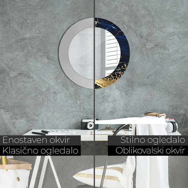 Runder spiegel mit dekorativem aufdruck Blauer Marmor