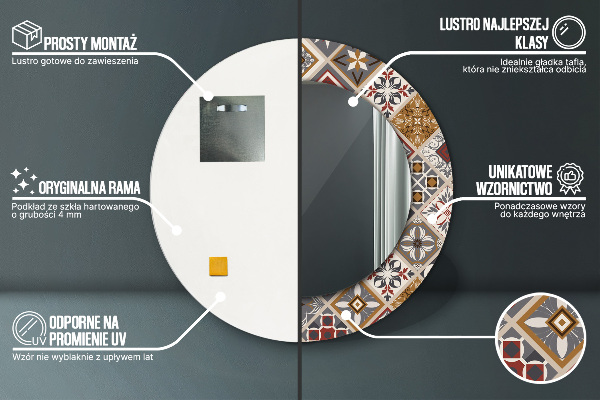 Runder spiegel mit dekorativem aufdruck Türkisches Muster