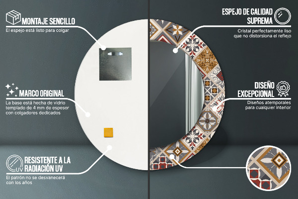 Runder spiegel mit dekorativem aufdruck Türkisches Muster