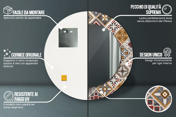 Runder spiegel mit dekorativem aufdruck Türkisches Muster