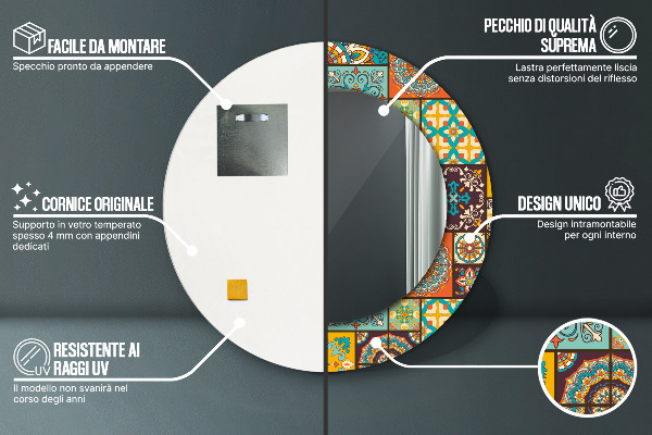 Runder spiegel aufdruck Arabisches Muster