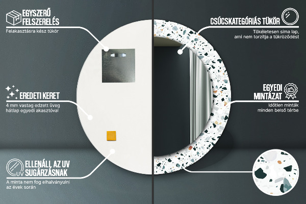 Runder spiegel aufdruck Naturstein