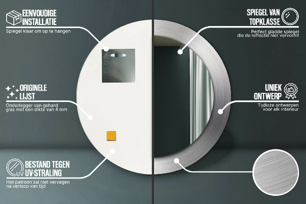 Runder spiegel aufdruck Glänzender Stahl