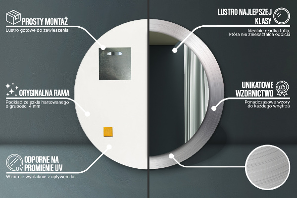 Runder spiegel aufdruck Glänzender Stahl