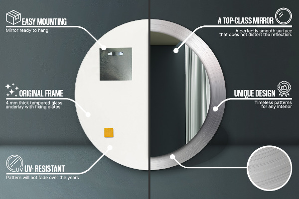 Runder spiegel aufdruck Glänzender Stahl