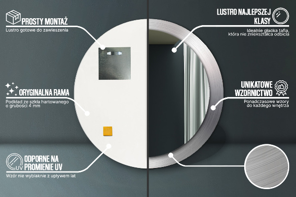 Runder spiegel aufdruck Glänzender Stahl