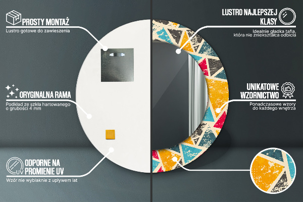 Runder spiegel aufdruck Retro-Komposition