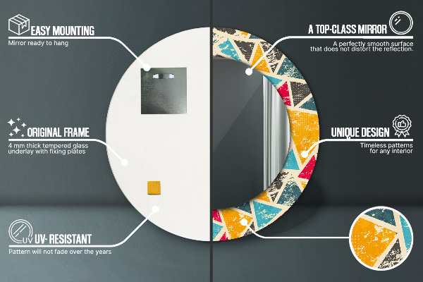 Runder spiegel aufdruck Retro-Komposition