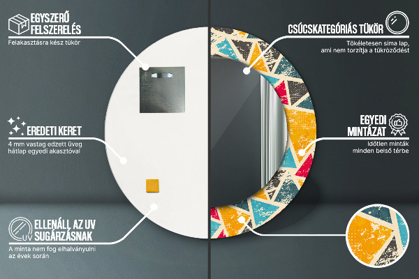 Runder spiegel aufdruck Retro-Komposition