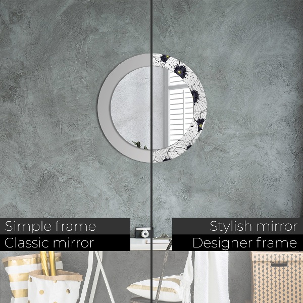 Runder spiegel aufdruck Lineare Blumen Komposition