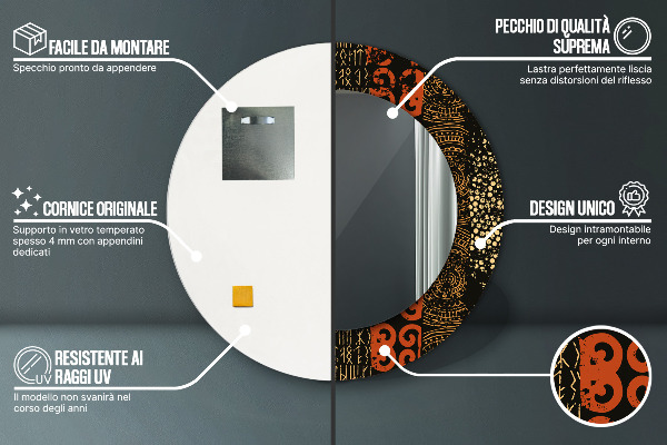 Runder spiegel aufdruck Grunge-abstraktes Muster