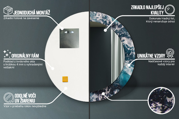 Runder spiegel bedrucktem rahmen Turbulentes Meer