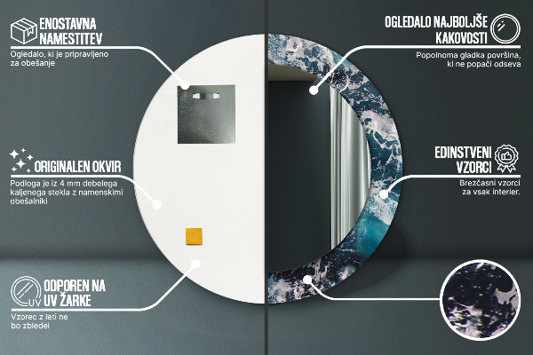 Runder spiegel bedrucktem rahmen Turbulentes Meer