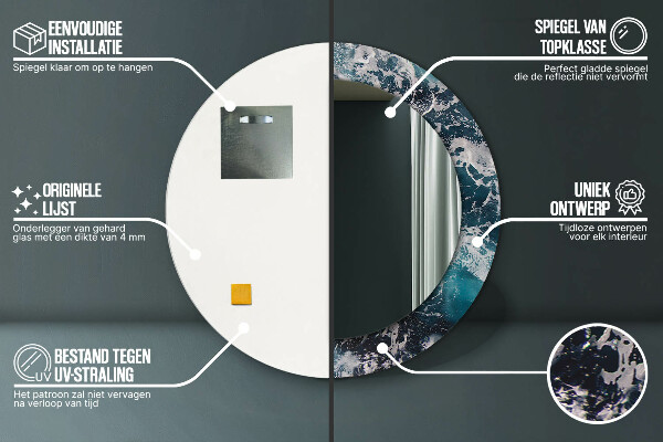 Runder spiegel bedrucktem rahmen Turbulentes Meer