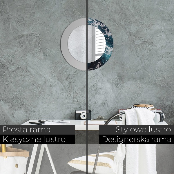 Runder spiegel bedrucktem rahmen Turbulentes Meer