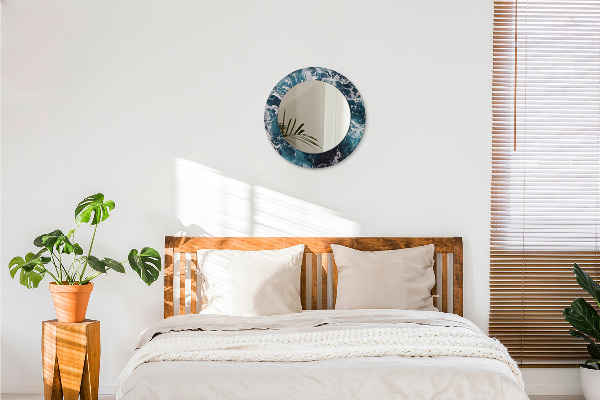 Runder spiegel bedrucktem rahmen Turbulentes Meer