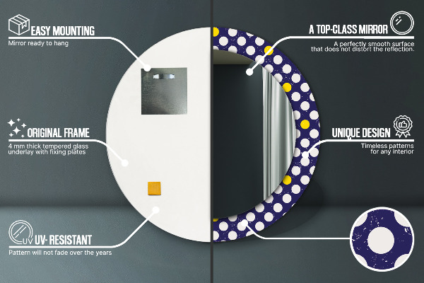 Runder spiegel bedrucktem rahmen Retro-Punkte