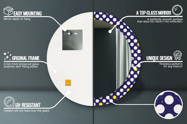 Runder spiegel bedrucktem rahmen Retro-Punkte