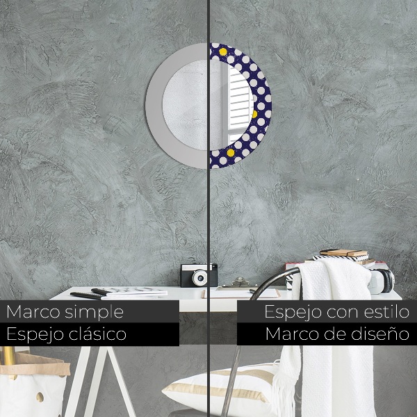 Runder spiegel bedrucktem rahmen Retro-Punkte