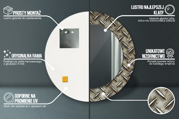 Runder spiegel aufdruck Stahlstruktur