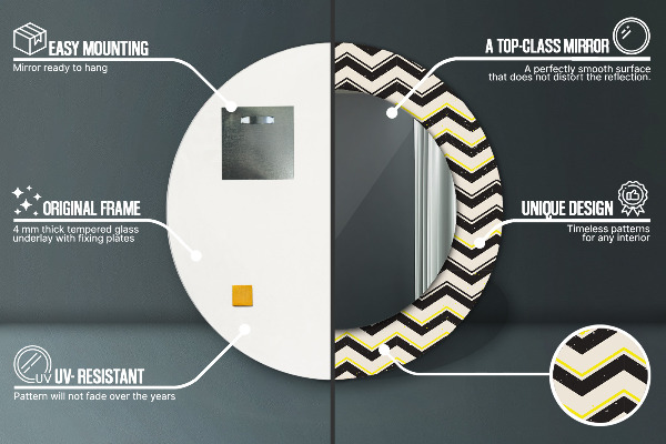 Runder spiegel aufdruck Zickzackmuster