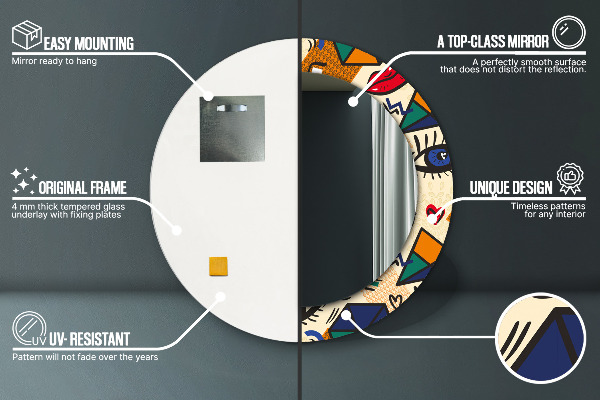 Runder spiegel aufdruck Pop-Art-Stil