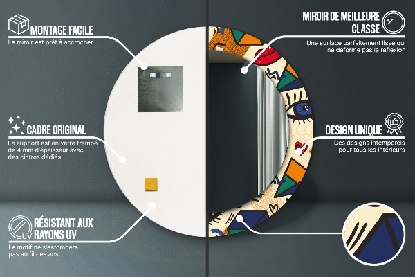 Runder spiegel aufdruck Pop-Art-Stil