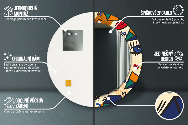 Runder spiegel aufdruck Pop-Art-Stil