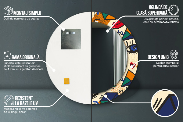 Runder spiegel aufdruck Pop-Art-Stil