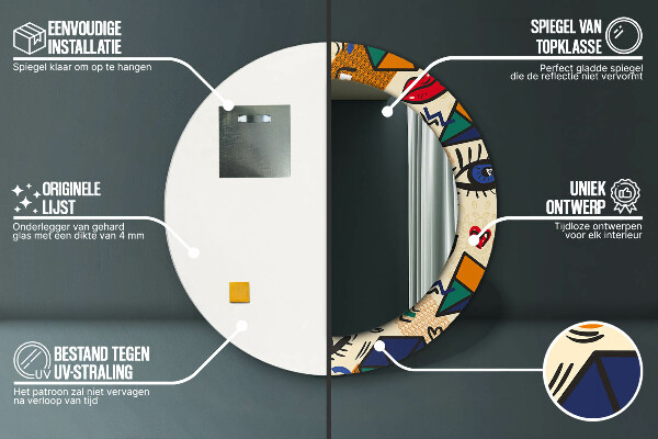 Runder spiegel aufdruck Pop-Art-Stil