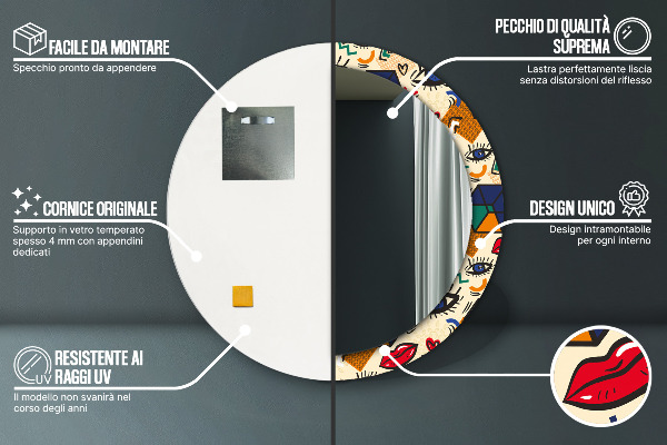 Runder spiegel aufdruck Pop-Art-Stil