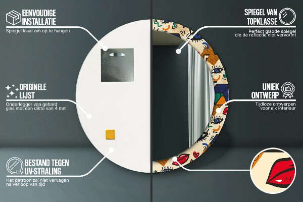 Runder spiegel aufdruck Pop-Art-Stil