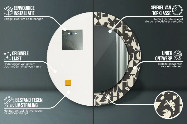 Runder spiegel aufdruck Zusammenfassung Typografie