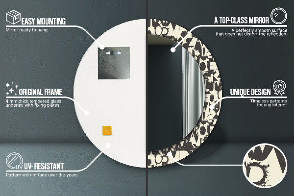 Runder spiegel aufdruck Zusammenfassung Typografie