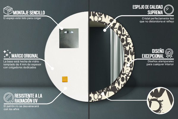 Runder spiegel aufdruck Zusammenfassung Typografie