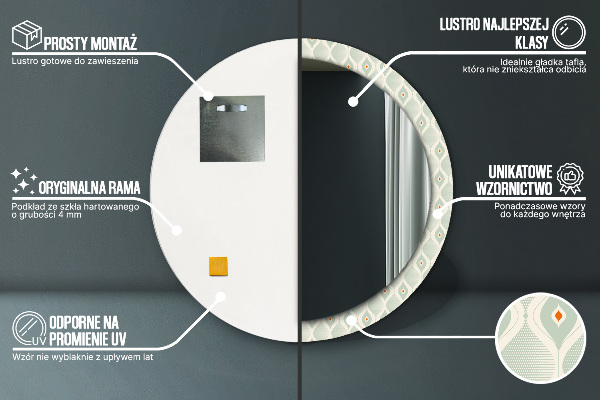 Runder spiegel aufdruck Leichtes Vintage-Muster