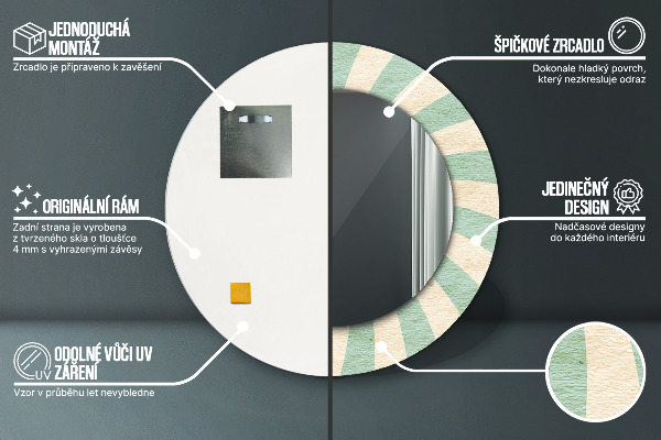 Runder spiegel mit dekoration Pastellfarbenes Retro-Muster