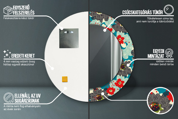 Runder spiegel mit dekoration Retro-Blumenmuster