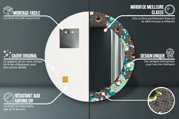 Runder spiegel mit dekoration Retro-Blumenmuster