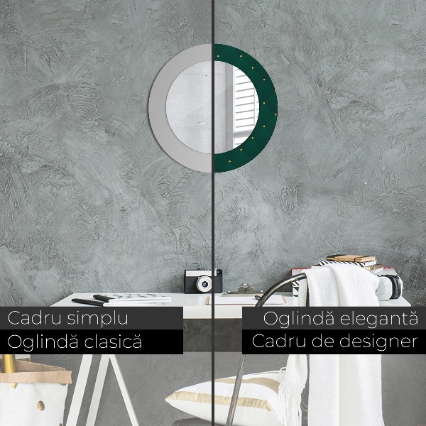 Runder spiegel bedrucktem rahmen Grüne Luxusvorlage