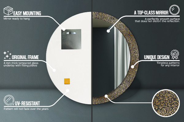 Runder spiegel bedrucktem rahmen Goldene Ornamente